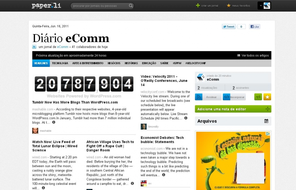 paperliecomm O layout lembra um jornal impresso